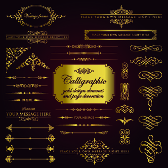 Calligraphy gold design elements vector 01  