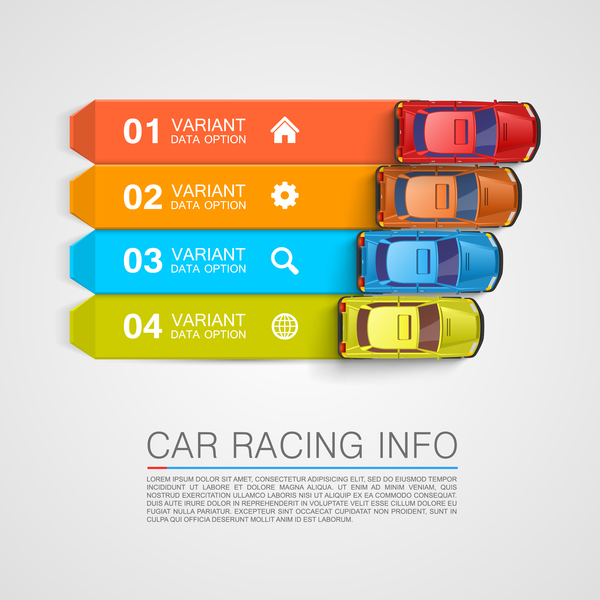 Bilspel infographic vektor uppsättning 01  