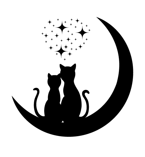 Cats love with moon vector 03  