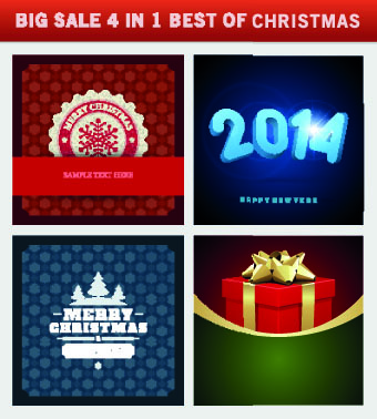 Christmas background 4 in 1 vector set 04  