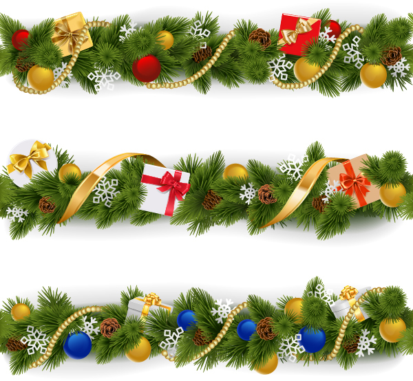 Christmas pine border decor vector  