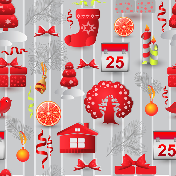 Christmas sample elements vector seamless pattern 01  