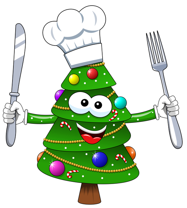 Arbre de Noël avec dessin animé cuisinier vecteur 03  