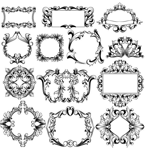Classical ornaments frame vector set  