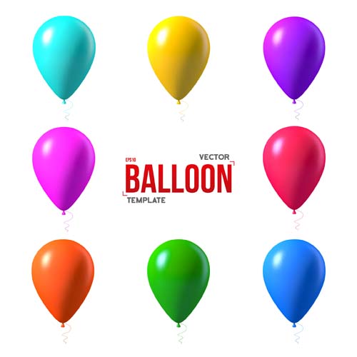 Colored balloons template vector material 02  