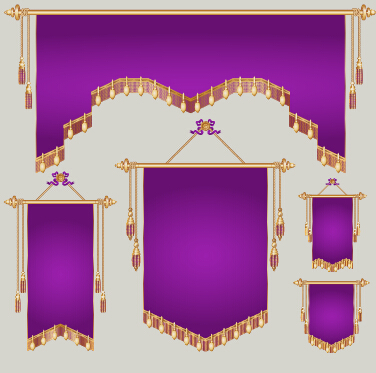 Colored royal pennants design vector 02  
