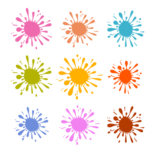 Colorful blot spatter vector design set 10  