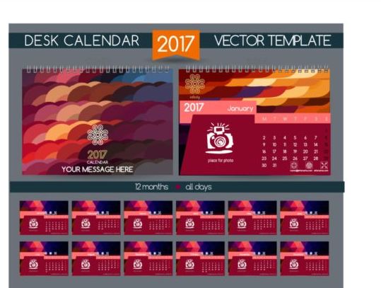 会社2017デスクカレンダーデザインベクターテンプレート03  
