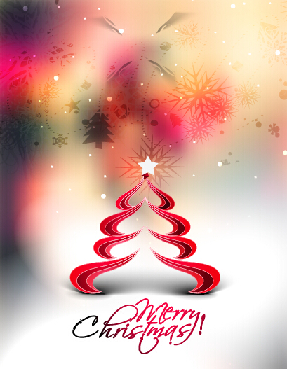 Creative christmas tree blurs background graphics vector 03  