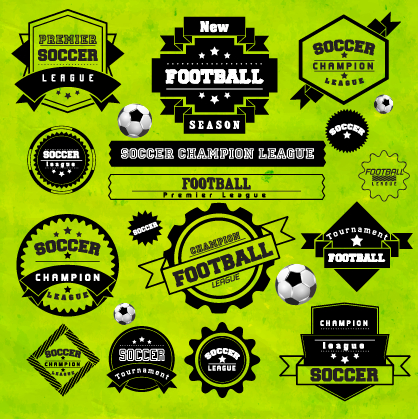 Creative football labels design vector graphics 02  