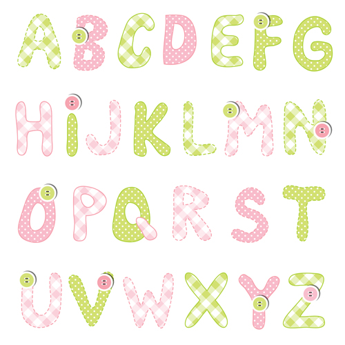 Cute alphabet with button vector  