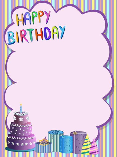 Cute happy birthday greeting card vector 01  