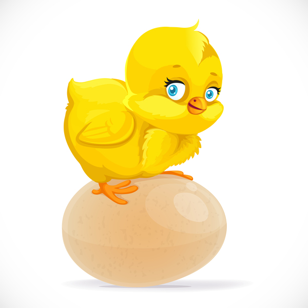 かわいい黄色の漫画のひよこ卵ベクトル  