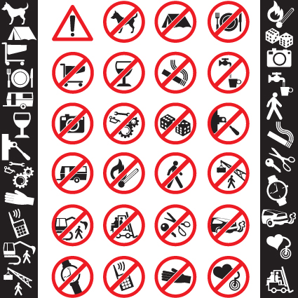 Different Danger Signs vector icons set 03  
