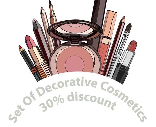 Decorative cosmetics discount poster design vector 01  