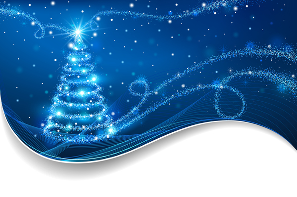 夢のクリスマス ツリー クリスマス背景が青いベクトル 06  