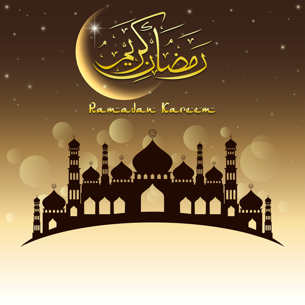 Eid ramadan mubarak vecteurs de fond d'or 01  