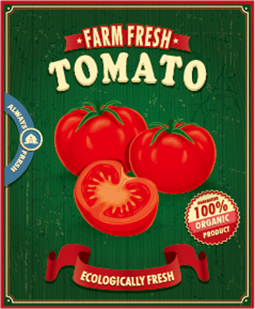 Farm fresh food poster vintage vector 04  