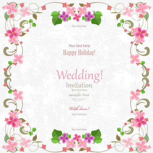 Flower holiday invitation cards vectors 10  