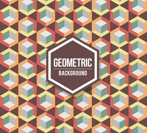 Geometric pattern with retro background vector 09  