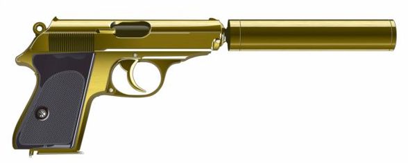 Golden pistol with silencer vector  