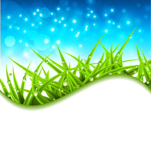 Grass with blue sky spring vectors 07  