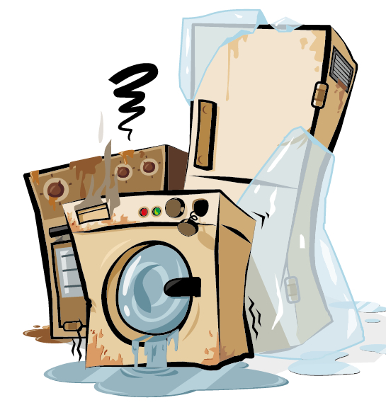 Grunge household appliances design vector graphics 01  