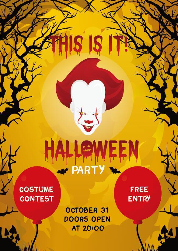 Halloween party flyer poster template vector  