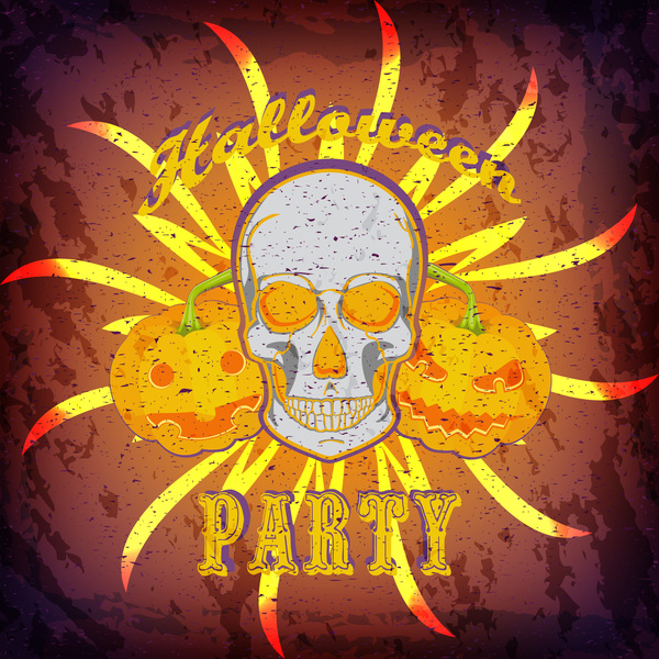 Halloween Party grunge stijlen poster vector 01  