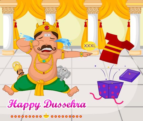 Happy Dussehra festival vector material 02  
