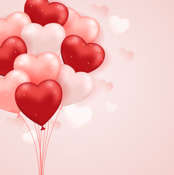 Heart shape balloon with pink background vector  