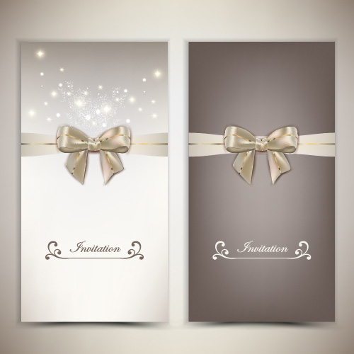 Holiday gift cards with ribbon bow vector 11  