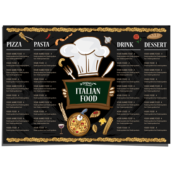 Italienisches Lebensmittelmenü-Schablonenvektordesign 09  
