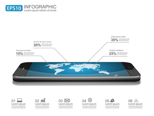 Modern mobile infographics vector material 01  