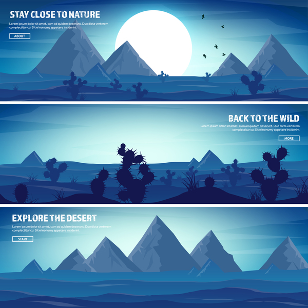 Nature landscape banners template vectors material 05  