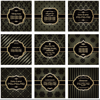 Ornate pattern with frames vintage background vector 02  