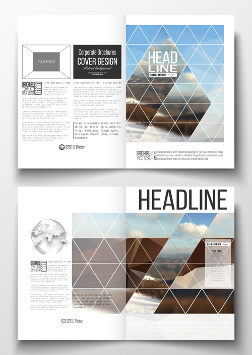 Publicize brochure with magazine cover design vector 01  