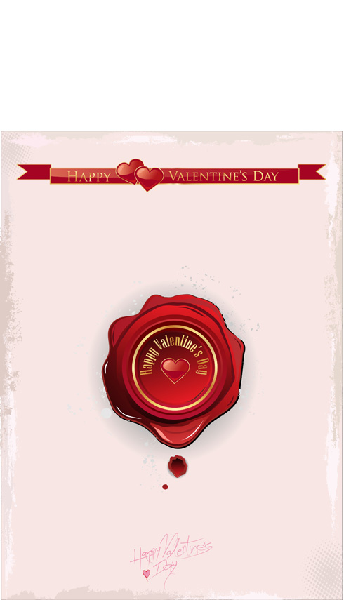 Red Wax seal cards vector 02  