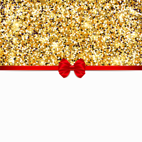 Red bow with gold luxury background vectors 05  