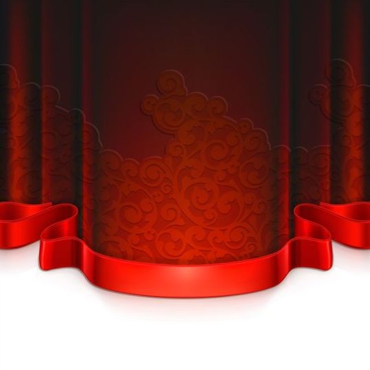 Красная занавеска с декоративной лентой вектор 04  