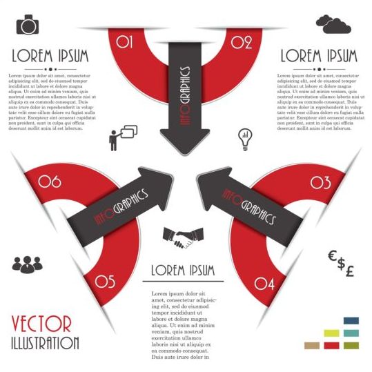Röd med svart infographic kreativ vektor 07  
