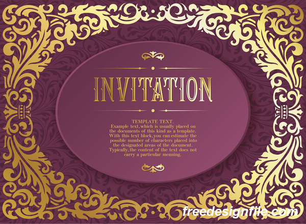 Retro- purpurrotes Einladungskarten-Vektormaterial 02  