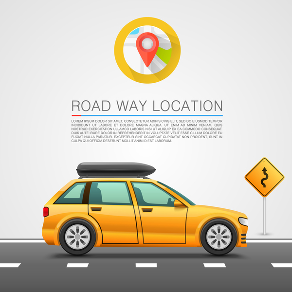 Road way location coordinate infographic vector 02  
