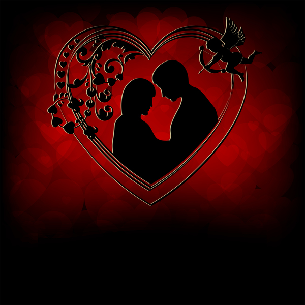 Romantische Valentinstagkarte mit Liebhabervektormaterial 17  