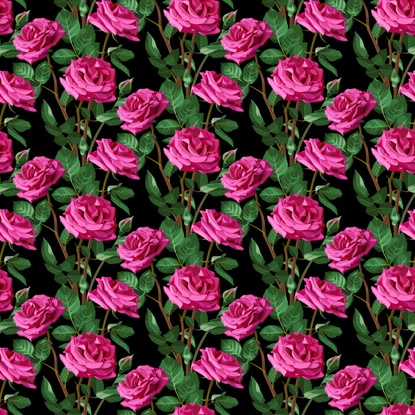 Seamless rose pattern vector material 02  