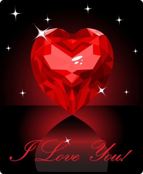 Shining diamond heart valentines day cards vector 06  