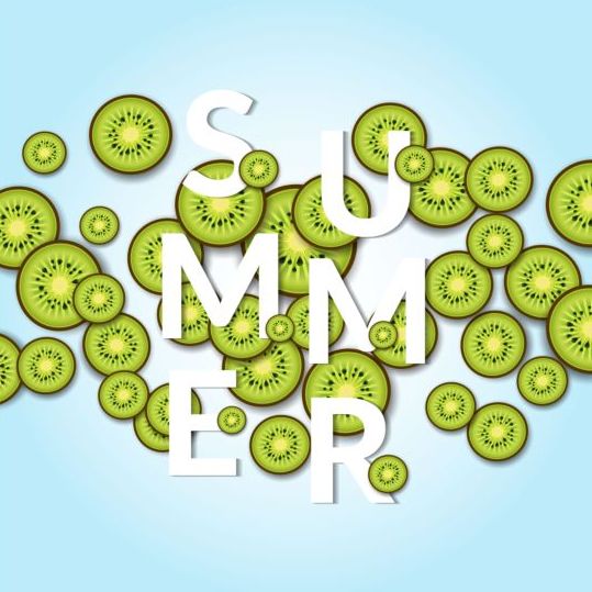 Summer background with kiwi slices vector 01  