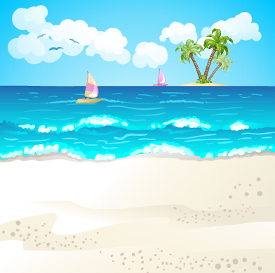 Summer beach travel illustration background vector 05  
