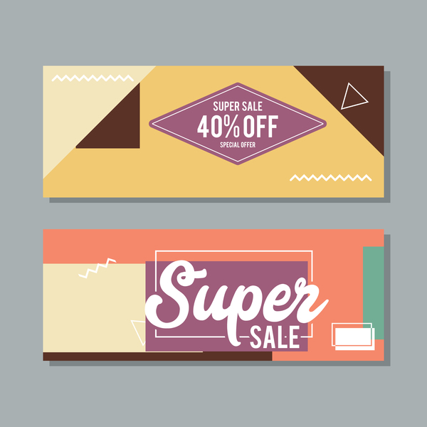 Super sale discount banner template vectors 02  