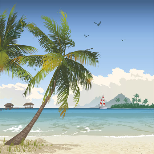 Elements of Tropical Beach background vector art 03  